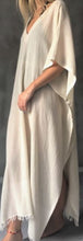 Charger l&#39;image dans la galerie, Robe Kimono col V Mykonos beige
